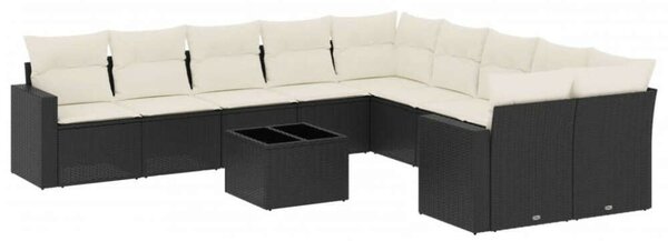 VidaXL Polyrattan Kerti Ülőgarnitúra - 11 részes - Fekete