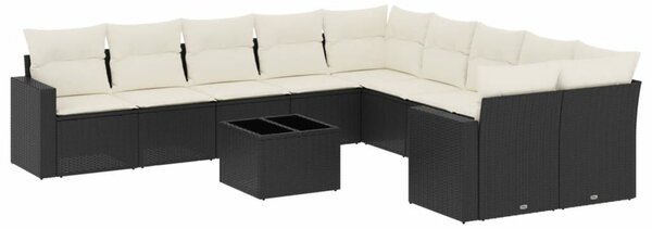 VidaXL Polyrattan Kerti Ülőgarnitúra - 11 részes - Fekete