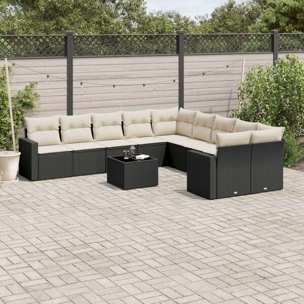 VidaXL Polyrattan Kerti Ülőgarnitúra - 11 részes - Fekete