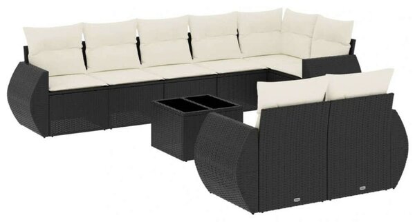 VidaXL Polyrattan Kerti Ülőgarnitúra - 9 részes - Fekete
