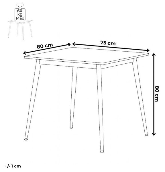 Étkezőasztal 80×80 cm, Kerámia Márvány Lappal. HT-398M WT