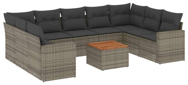 VidaXL Polyrattan Kerti Ülőgarnitúra - 10 részes - Szürke
