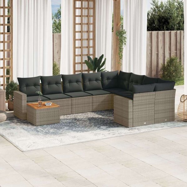 VidaXL Polyrattan Kerti Ülőgarnitúra - 10 részes - Szürke