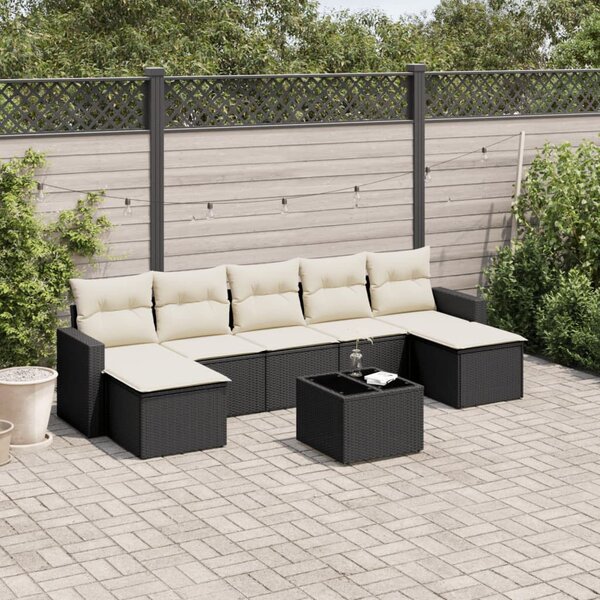 VidaXL Polyrattan Kerti Ülőgarnitúra - 8 részes - Fekete
