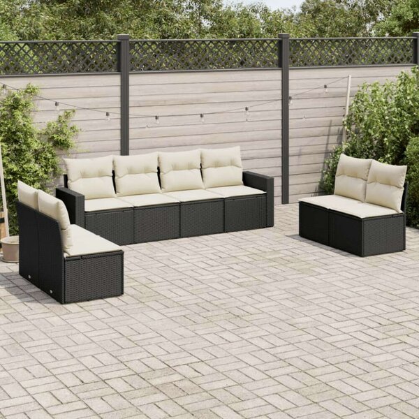 VidaXL Polyrattan Kerti Ülőgarnitúra - 8 részes - Fekete