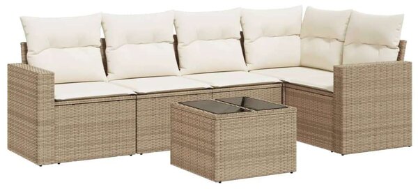 VidaXL Polyrattan Kerti Ülőgarnitúra - 6 részes - Bézs