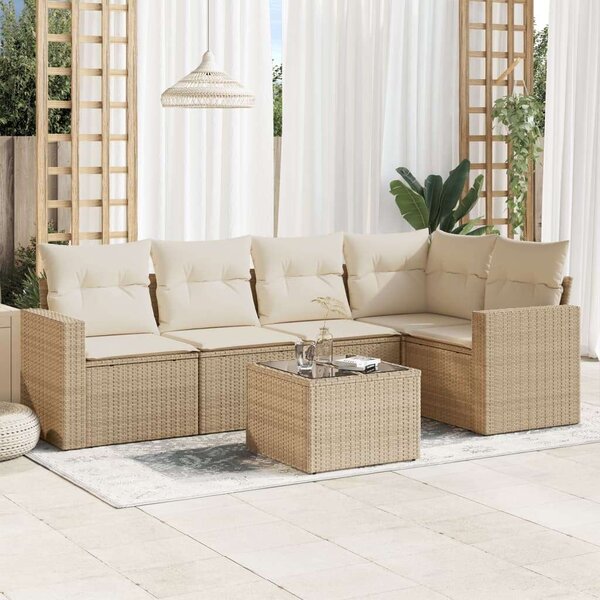 VidaXL Polyrattan Kerti Ülőgarnitúra - 6 részes - Bézs
