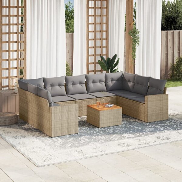 VidaXL Polyrattan Kerti Ülőgarnitúra - 10 részes - Bézs