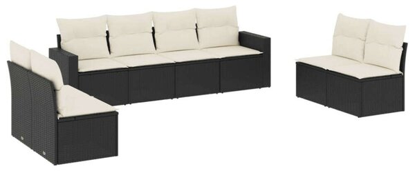 VidaXL Polyrattan Kerti Ülőgarnitúra - 8 részes - Fekete