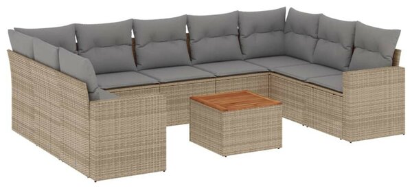 VidaXL Polyrattan Kerti Ülőgarnitúra - 10 részes - Bézs