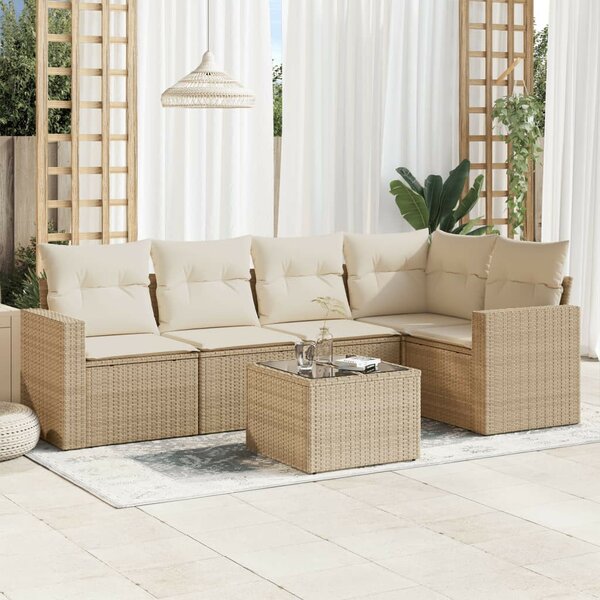 VidaXL Polyrattan Kerti Ülőgarnitúra - 6 részes - Bézs