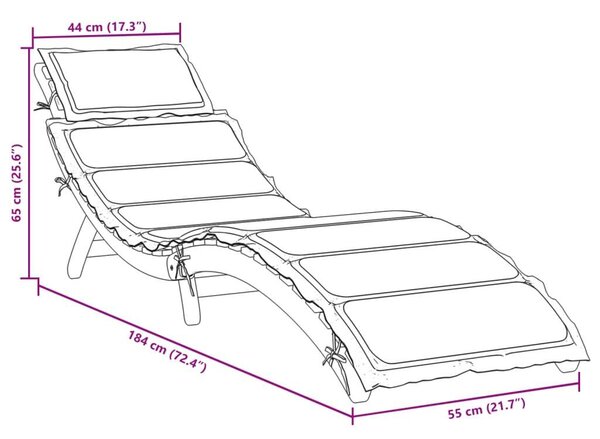 VidaXL Akácfa Napozóágy - 184cm