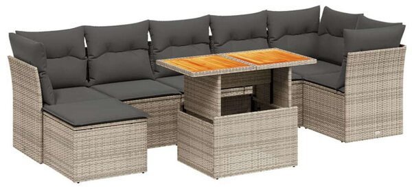 VidaXL Polyrattan Kerti Ülőgarnitúra - 8 részes, Szürke