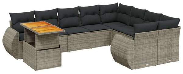 VidaXL Polyrattan Kerti Ülőgarnitúra - 10 részes - Szürke