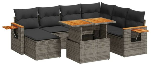 VidaXL Polyrattan Kerti Ülőgarnitúra - 8 részes - Szürke