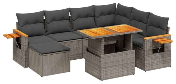 VidaXL Polyrattan Kerti Ülőgarnitúra - 8 részes - Szürke