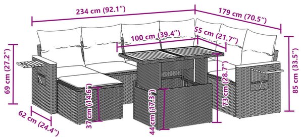 VidaXL Polyrattan Kerti Ülőgarnitúra - 8 részes - Szürke