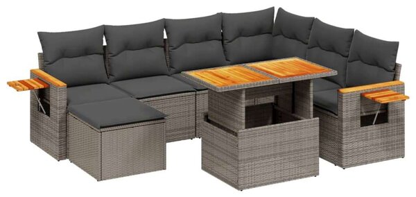 VidaXL Polyrattan Kerti Ülőgarnitúra - 8 részes - Szürke