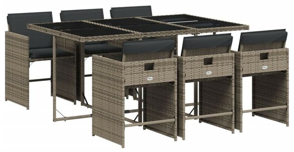 VidaXL Polyrattan Kerti Étkezőgarnitúra - 7 részes - Szürke