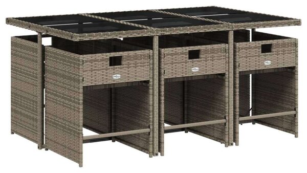 VidaXL Polyrattan Kerti Étkezőgarnitúra - 7 részes - Szürke