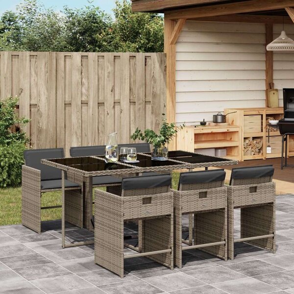 VidaXL Polyrattan Kerti Étkezőgarnitúra - 7 részes - Szürke