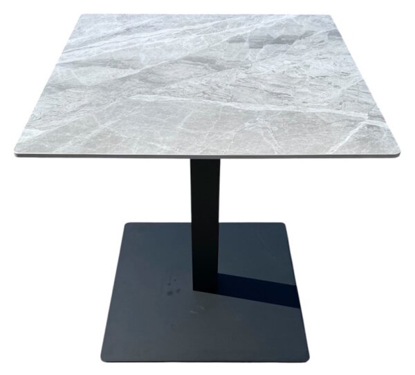 Bisztróasztal szürke márványhatású szinterezett kerámia lappal, 70×70 cm méretben RISTRETTO
