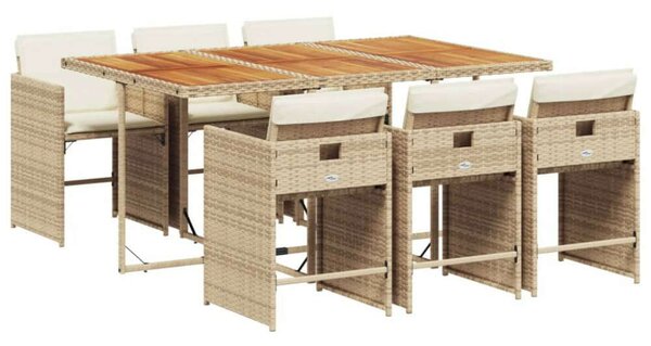 VidaXL Polyrattan Kerti Étkezőgarnitúra - 7 részes - Bézs