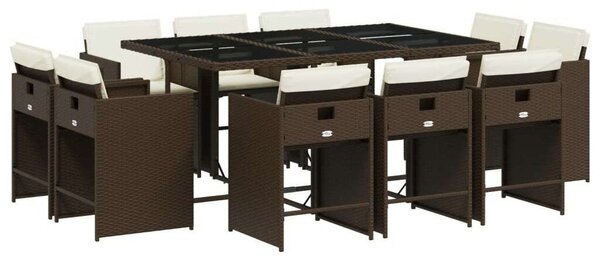 VidaXL 11 részes barna polyrattan kerti ülőgarnitúra párnákkal