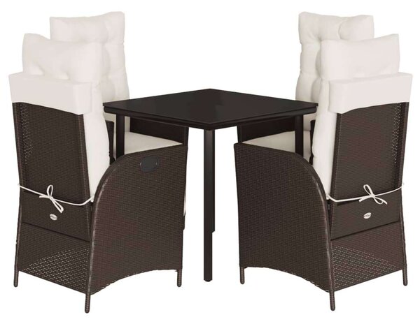 VidaXL 5 részes barna polyrattan kerti étkezőgarnitúra párnákkal