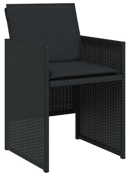 VidaXL 15 részes fekete polyrattan kerti étkezőgarnitúra párnákkal