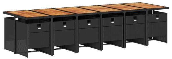 VidaXL 13 részes fekete polyrattan kerti ülőgarnitúra párnákkal