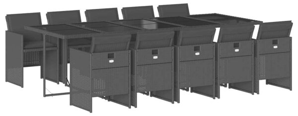 VidaXL 11 Fős Kerti Étkezőgarnitúra - Polyrattan - Fekete