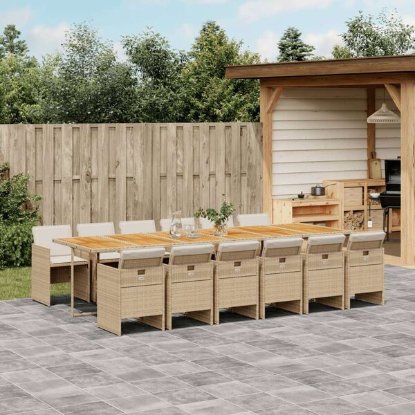 VidaXL Polyrattan Kerti Étkezőgarnitúra - 13 részes - Bézs