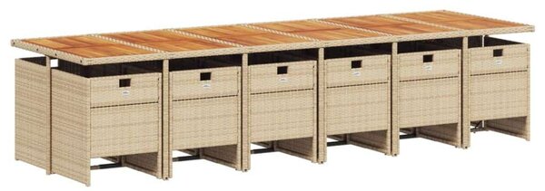 VidaXL Polyrattan Kerti Étkezőgarnitúra - 13 részes - Bézs