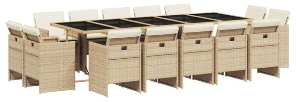VidaXL Polyrattan Kerti Étkezőgarnitúra - 15 részes - Bézs