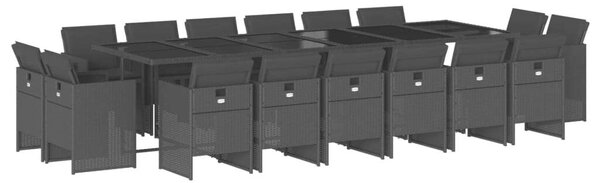 VidaXL - 17 Részes Kerti Étkezőgarnitúra - Fekete Polyrattan