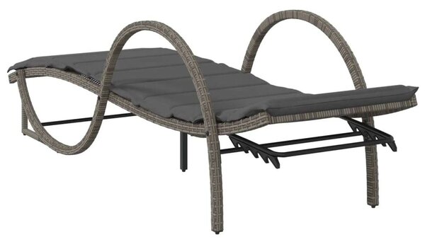 VidaXL Napozóágy - Polyrattan - Szürke - 199cm