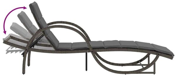 VidaXL Napozóágy - Polyrattan - Szürke - 199cm