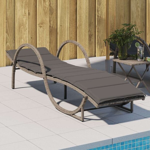 VidaXL Napozóágy - Polyrattan - Szürke - 199cm