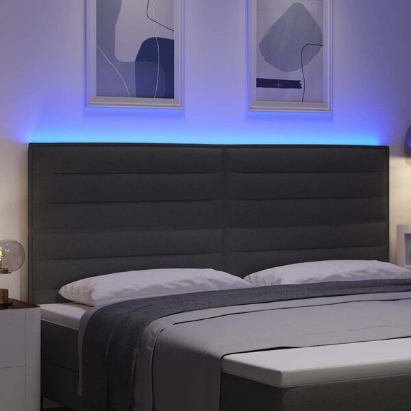 VidaXL LED-es fejvég LED szalaggal, sötétszürke, 200 cm, poliészter