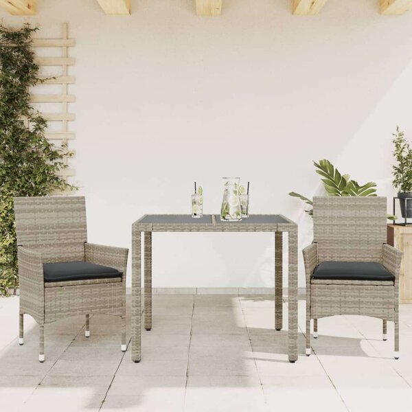 VidaXL Kerti Étkezőgarnitúra - 3 részes - Polyrattan - Szürke