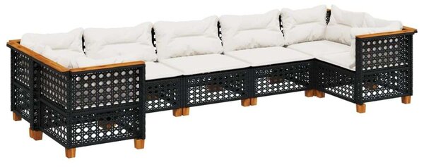 VidaXL Polyrattan Kerti Ülőgarnitúra - 7 részes - Fekete
