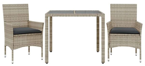 VidaXL Kerti Étkezőgarnitúra - 3 részes - Polyrattan - Szürke