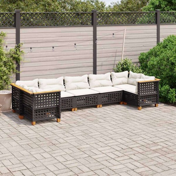 VidaXL Polyrattan Kerti Ülőgarnitúra - 7 részes - Fekete