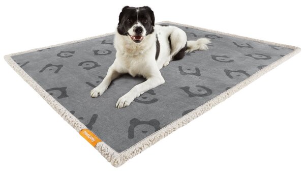 Feandrea vízálló kutyatakaró sherpa fleece anyagból kis és közepes kutyáknak, macskáknak 127 x 101 cm szürke