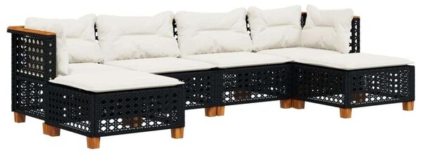 VidaXL Polyrattan Kerti Ülőgarnitúra - 6 részes - Fekete