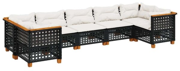 VidaXL Polyrattan Kerti Ülőgarnitúra - 7 részes - Fekete