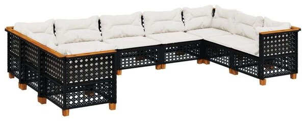 VidaXL Polyrattan Kerti Ülőgarnitúra - 9 részes - Fekete