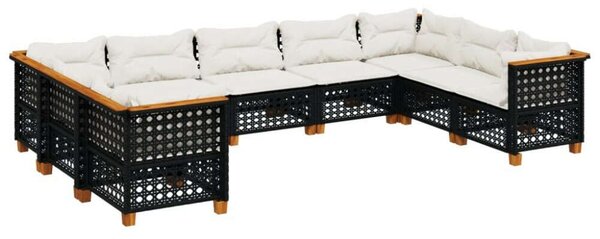 VidaXL Polyrattan Kerti Ülőgarnitúra - 9 részes - Fekete