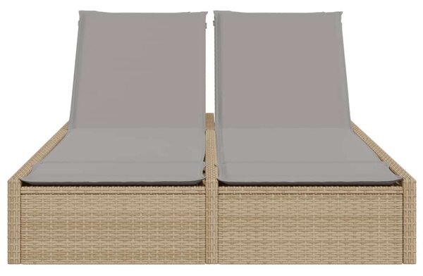 VidaXL Dupla Napozóágy - Polyrattan - Bézs - 200cm